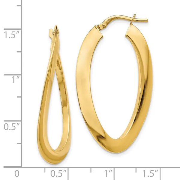 14K Yellow Gold Polished Hoop Earrings Image 4 Diamond Design Jewelers Somerset, KY