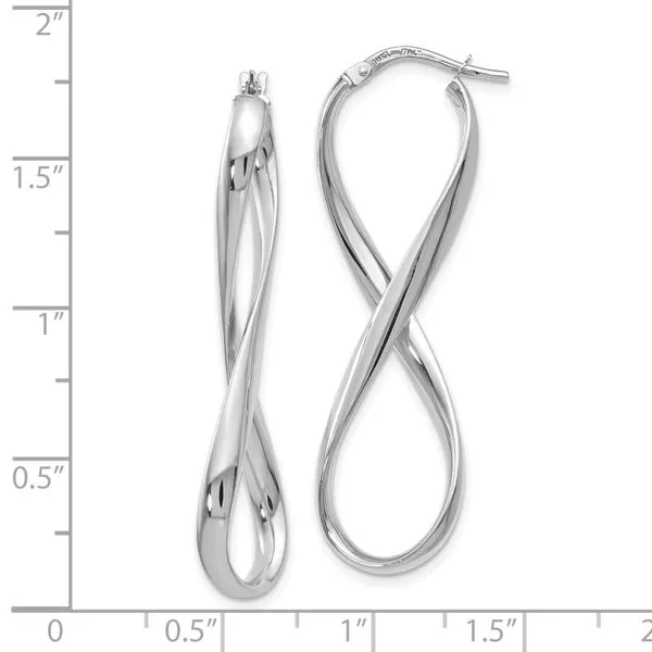 Leslie's 14K White Gold Polished Infinity Hoop Earrings Image 4 Jimmy Smith Jewelers Decatur, AL