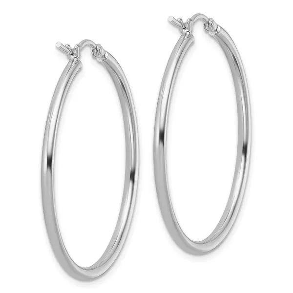Leslie's 14K White Gold 2x35mm Hoop Earrings Image 4 Peran & Scannell Jewelers Houston, TX
