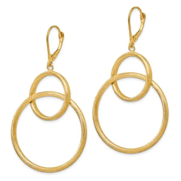 Leslie's 14K Scratch Finish Round Leverback Earrings Image 2 Mitchell's Jewelry Norman, OK