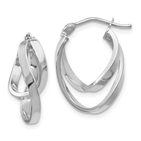 Leslie's 14K w/Wht RH-plating Polished Hinged Hoop Earrings Spencer's Jewelers Athens, GA
