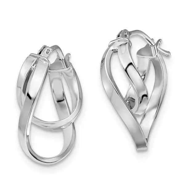 Leslie's 14K w/Wht RH-plating Polished Hinged Hoop Earrings Image 2 Spencer's Jewelers Athens, GA