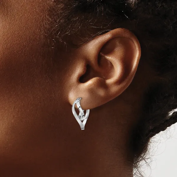 Leslie's 14K w/Wht RH-plating Polished Hinged Hoop Earrings Image 3 Spencer's Jewelers Athens, GA