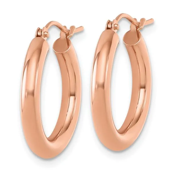 Leslie's 14K Rose Gold 3mm Polished Hoop Earrings Image 2 Peran & Scannell Jewelers Houston, TX