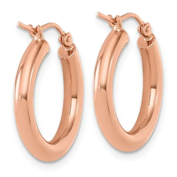 Leslie's 14K Rose Gold 3mm Polished Hoop Earrings Image 4 Peran & Scannell Jewelers Houston, TX