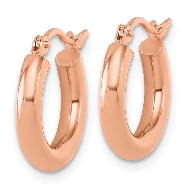 Leslie's 14K Rose Gold 3mm Polished Hoop Earrings Image 2 Peran & Scannell Jewelers Houston, TX