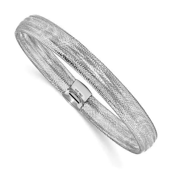 Leslie's 14K with White Rhodium Plating Polished Mesh Stretch Bracelet Grayson & Co. Jewelers Iron Mountain, MI