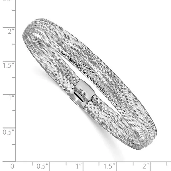 Leslie's 14K with White Rhodium Plating Polished Mesh Stretch Bracelet Image 2 Grayson & Co. Jewelers Iron Mountain, MI
