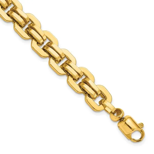 Leslie's 14K Men's Polished Fancy Link Bracelet Peran & Scannell Jewelers Houston, TX