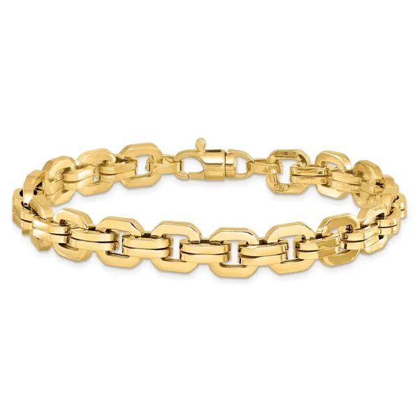 Leslie's 14K Men's Polished Fancy Link Bracelet Image 3 Peran & Scannell Jewelers Houston, TX