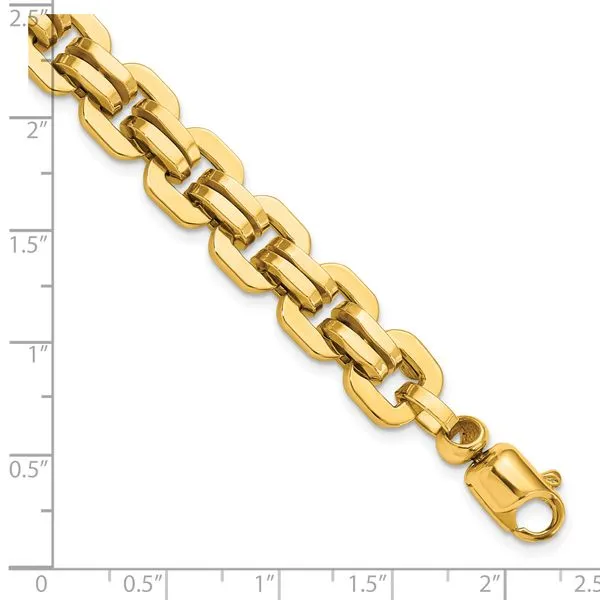 Leslie's 14K Men's Polished Fancy Link Bracelet Image 4 Peran & Scannell Jewelers Houston, TX