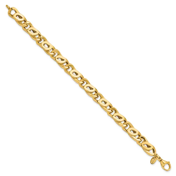 Leslie's 14K Men's Polished Link Bracelet Image 2 Peran & Scannell Jewelers Houston, TX
