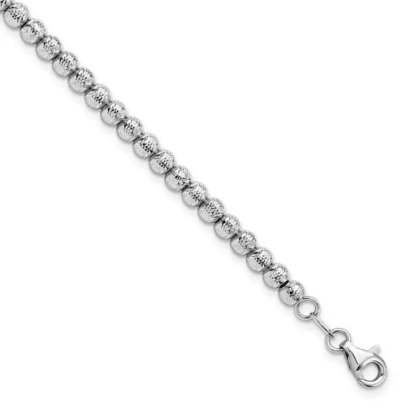 Leslie's 14K White Gold Polished and Diamond-cut Beaded Bracelet Barnett Jewelers Jacksonville, FL