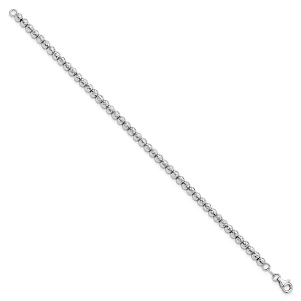 Leslie's 14K White Gold Polished and Diamond-cut Beaded Bracelet Image 2 Barnett Jewelers Jacksonville, FL