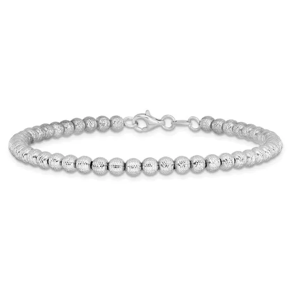 Leslie's 14K White Gold Polished and Diamond-cut Beaded Bracelet Image 3 Barnett Jewelers Jacksonville, FL