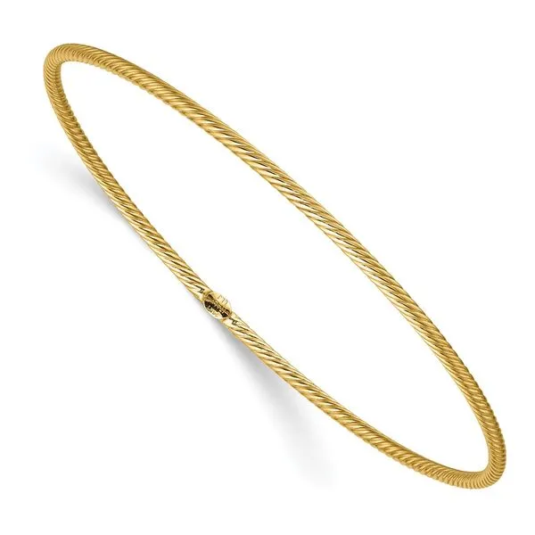 Leslie's 14K Polished Textured Slip-on Bangle Peran & Scannell Jewelers Houston, TX