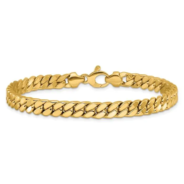 Leslie's 14k Men's Polished Curb Bracelet Image 3 Peran & Scannell Jewelers Houston, TX