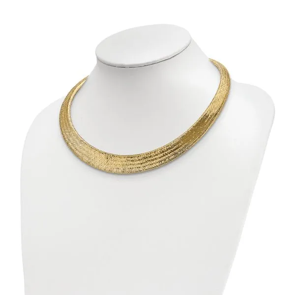 Leslie's 14k Polished/Textured Stretch Necklace Image 3 Peran & Scannell Jewelers Houston, TX