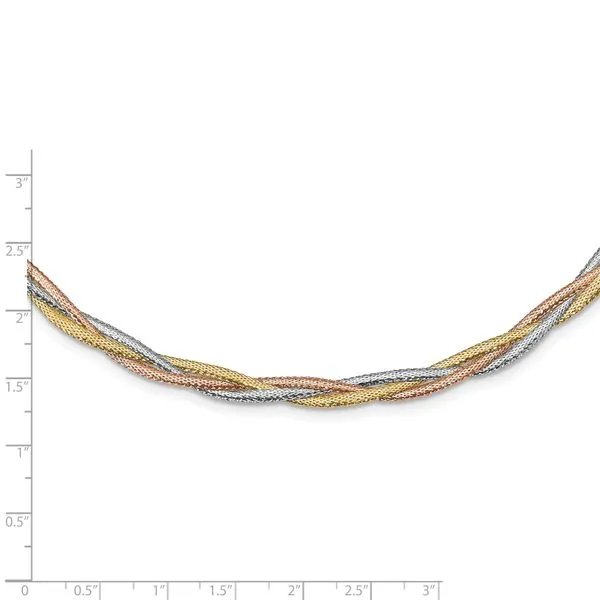 Leslie's 14k w/Wht Rhodium/Rose Gold-plat Polished Mesh Necklace Image 4 Peran & Scannell Jewelers Houston, TX