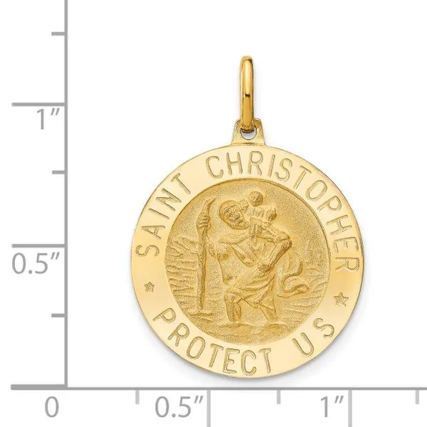 Leslie's 14k Polished and Satin Round St. Christopher Pendant Image 4 Mitchell's Jewelry Norman, OK