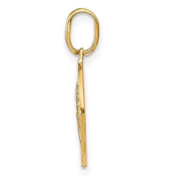 Leslie's 14k Polished and Satin Round St. Christopher Pendant Image 2 Peran & Scannell Jewelers Houston, TX