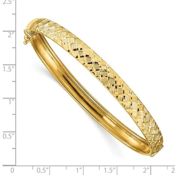 Leslie's 14k Polished and Diamond-cut Hinged Bangle Image 3 Peran & Scannell Jewelers Houston, TX