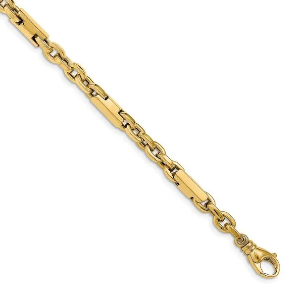 Leslie's 14k Men's Polished Fancy Link Bracelet Peran & Scannell Jewelers Houston, TX