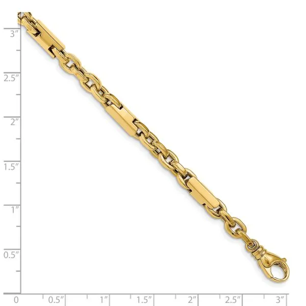 Leslie's 14k Men's Polished Fancy Link Bracelet Image 4 Peran & Scannell Jewelers Houston, TX