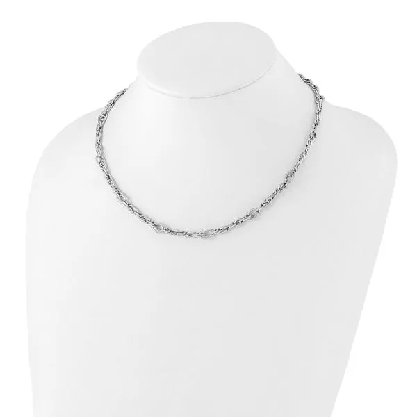 Leslie's 14k White Gold Polished Link Necklace Image 2 Spencer's Jewelers Athens, GA