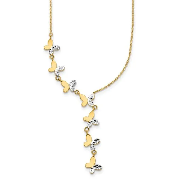 Leslie's 14K Rhodium-plated Polished D/C Butterfly Necklace Peran & Scannell Jewelers Houston, TX