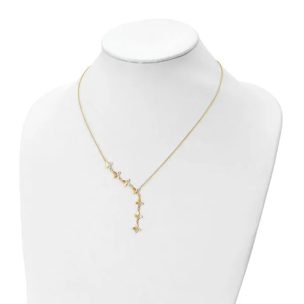 Leslie's 14K Rhodium-plated Polished D/C Butterfly Necklace Image 2 Peran & Scannell Jewelers Houston, TX