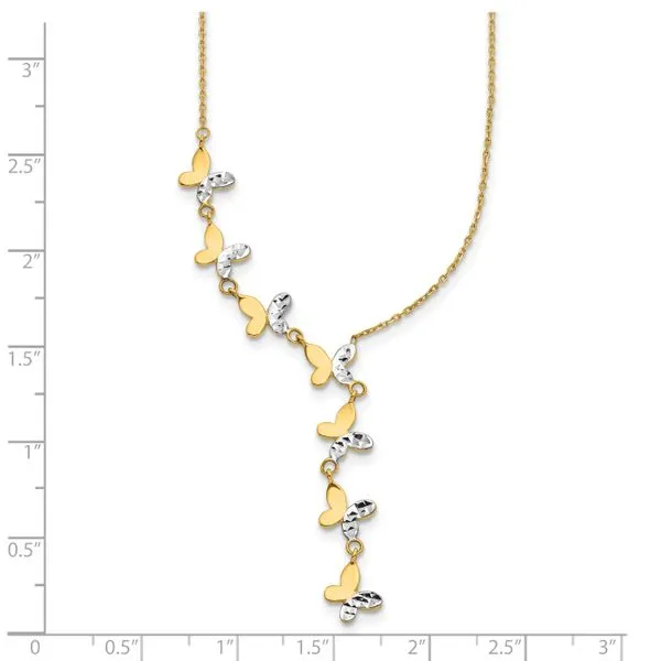 Leslie's 14K Rhodium-plated Polished D/C Butterfly Necklace Image 4 Peran & Scannell Jewelers Houston, TX