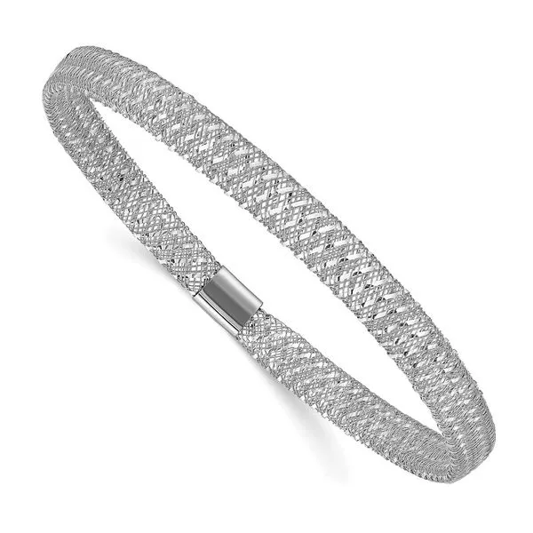 Leslie's 14k w/White Rhodium-plating Stretch Bangle Boyd Jewelers Wesley Chapel, FL