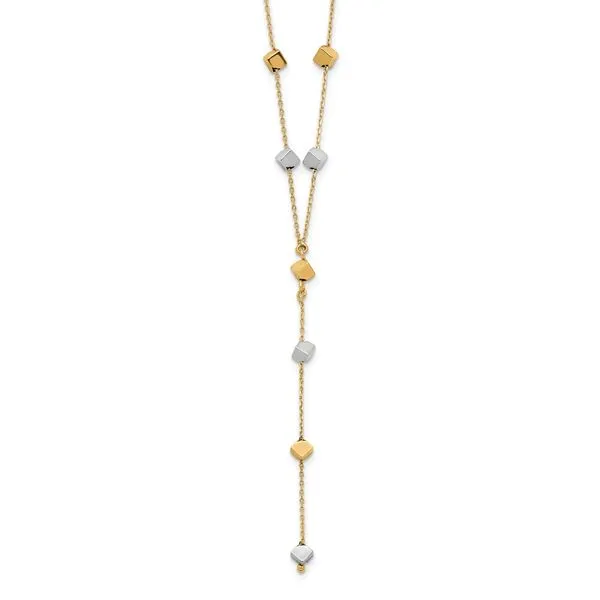 Leslie's 14K Two-Tone  Polished Adjustable Beaded Y-Drop Necklace Spencer's Jewelers Athens, GA