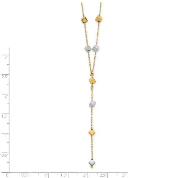 Leslie's 14K Two-Tone  Polished Adjustable Beaded Y-Drop Necklace Image 4 Spencer's Jewelers Athens, GA