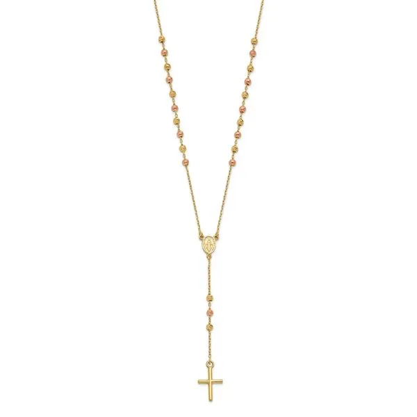 Leslie's 14K Yellow and Rose Gold Cross Y-Drop w/1.25 ext. Necklace Crews Jewelry Grandview, MO