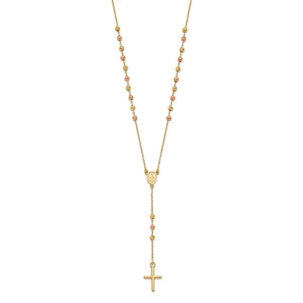 Leslie's 14K Yellow and Rose Gold Cross Y-Drop w/1.25 ext. Necklace Image 2 Mitchell's Jewelry Norman, OK