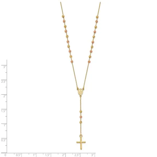 Leslie's 14K Yellow and Rose Gold Cross Y-Drop w/1.25 ext. Necklace Image 4 Crews Jewelry Grandview, MO