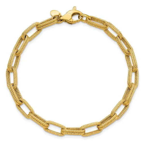 Leslie's 14k Polished Textured Fancy Link Bracelet Image 4 Johnson Jewellers Lindsay, ON