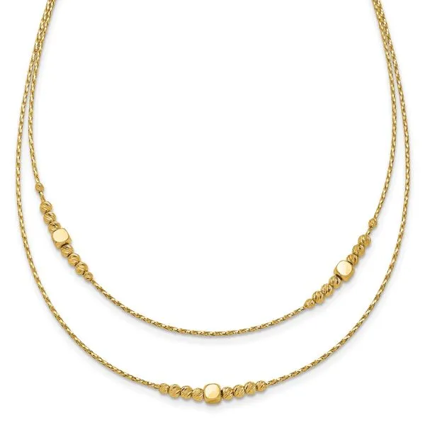 Leslie's 14K Polished D/C Beaded 2-strand w/ .75in ext Necklace Tidwells of Greenwood Greenwood, SC