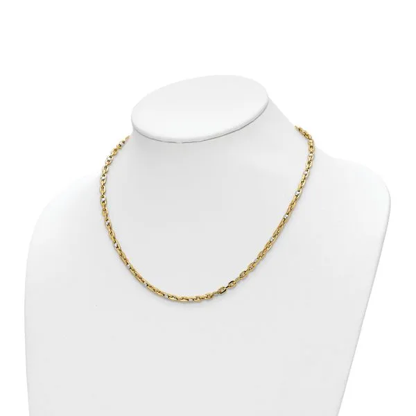 Leslie's 14K Two-tone Polished Link Necklace Image 2 Diamond Design Jewelers Somerset, KY