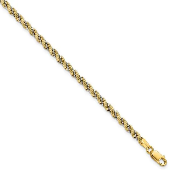 Leslie's 14K Two-tone Polished Textured Rope Bracelet Diamond Design Jewelers Somerset, KY