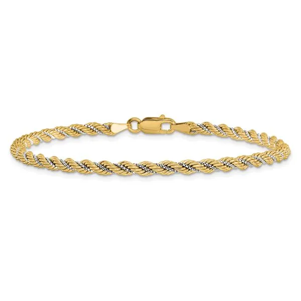 Leslie's 14K Two-tone Polished Textured Rope Bracelet Image 3 Diamond Design Jewelers Somerset, KY