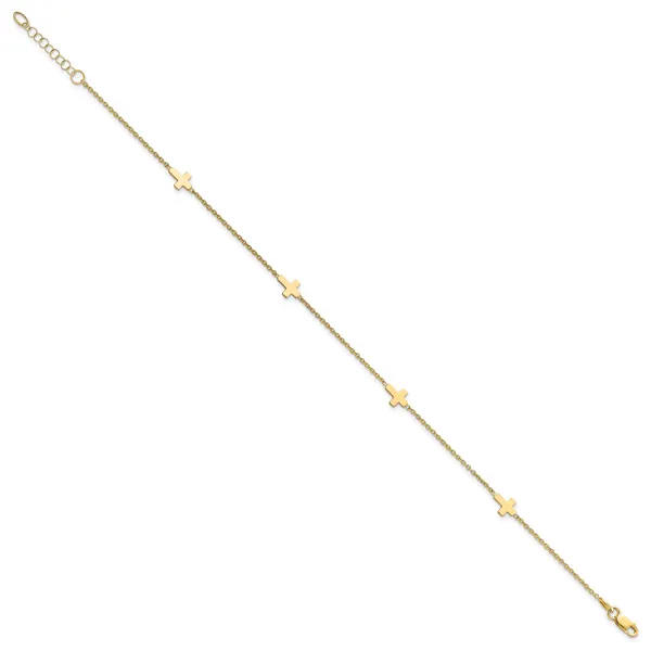 Leslie's 14k Polished Cross 9in w/ 1in ext. Anklet Image 2 Atlanta West Jewelry Douglasville, GA