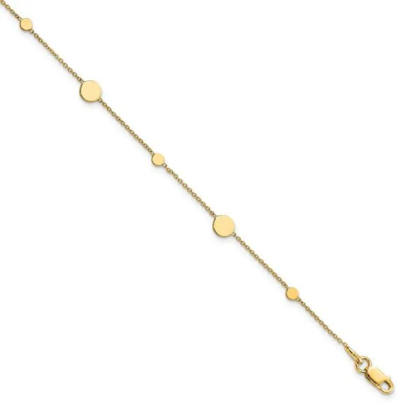 Leslie's 14k Polished Disc w/ 1in ext. Anklet Johnson Jewellers Lindsay, ON