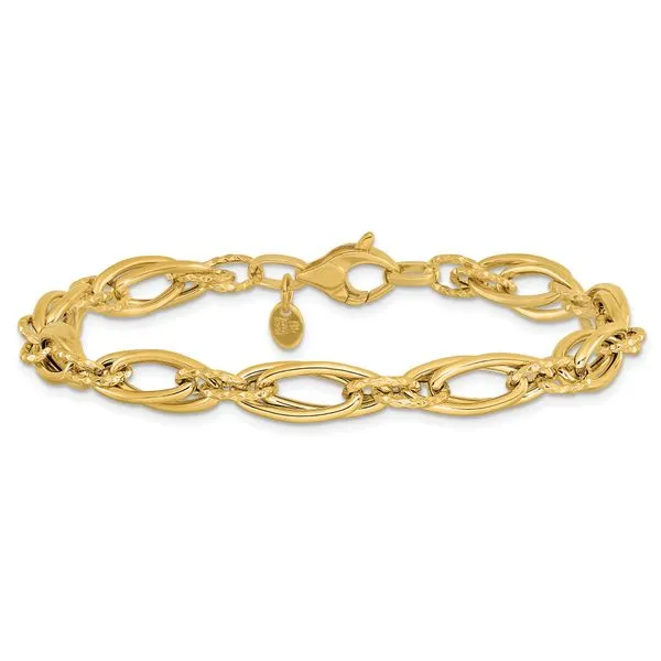 Leslie's 14K Polished Diamond-cut Fancy Link Bracelet Image 3 Johnson Jewellers Lindsay, ON
