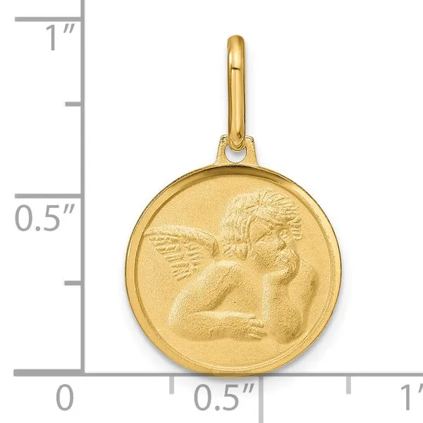 Leslie's 14k Polished and Matte Angel Pendant Image 4 Peran & Scannell Jewelers Houston, TX
