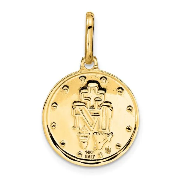 Leslie's 14k Polished and Matte Round Miraclous Medal Image 3 Diamond Design Jewelers Somerset, KY