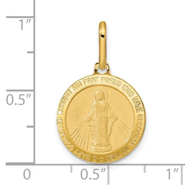 Leslie's 14k Polished and Matte Round Miraclous Medal Image 4 Diamond Design Jewelers Somerset, KY