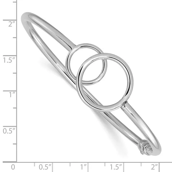 Leslie's 14K White Gold Polished Double Circled Hinged Bangle Image 3 Thomas A. Davis Jewelers Holland, MI